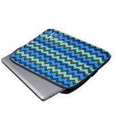 Blue and Minze Zickzack Zigzag Custom Monogram Laptopschutzhülle (Vorne Knopf)
