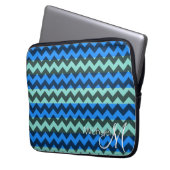 Blue and Minze Zickzack Zigzag Custom Monogram Laptopschutzhülle (Vorderseite Links)