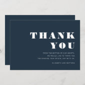 Blue and Modern Minimalistisch Wedding Vielen Dank Dankeskarte (Vorne/Hinten)