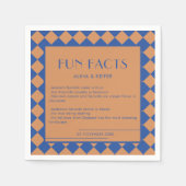 Blue and Mustard Retro Bold Fun Fakten Hochzeit Serviette (Vorderseite)