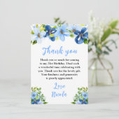 Blue and Navy Flowers with Foliage Birthday Dankeskarte (Stehend Vorderseite)