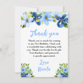Blue and Navy Flowers with Foliage Birthday Dankeskarte (Vorderseite)