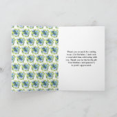Blue and Navy Flowers with Foliage Birthday Dankeskarte (Innenseite)