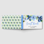 Blue and Navy Flowers with Foliage Birthday Gästebuch (Voll)