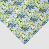 Blue and Navy Flowers with Foliage  Seidenpapier (Detail)