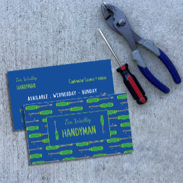 Blue and Neon Green Handyman Business Cards Visitenkarte