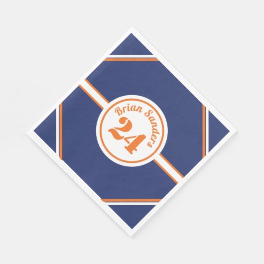 Blue and Orange Baseball Theme Serviette (Ecke)