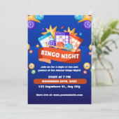 Blue and Orange Bingo Fun Night Invite Fundraiser Einladung (Stehend Vorderseite)