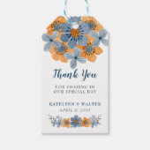 Blue and Orange Blume Gastgeschenk Hochzeit Vielen Geschenkanhänger (Vorderseite)