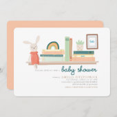 Blue and Orange Books for Baby Shooting Einladung (Vorne/Hinten)