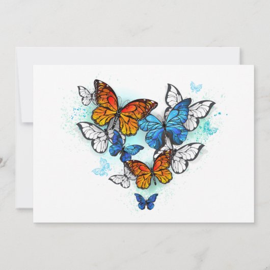 Blue and Orange Butterflies Morpho Monarch Einladung (Rückseite)