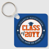 Blue and Orange Class of 2024 Graduate Abschluss Schlüsselanhänger (Vorderseite)