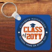 Blue and Orange Class of 2024 Graduate Abschluss Schlüsselanhänger (Vorderseite)