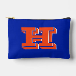 Blue and Orange Collegiate Color Style Monogram Zubehörtasche