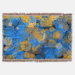 Blue and Orange Concentric Circles Throw Blanket Decke