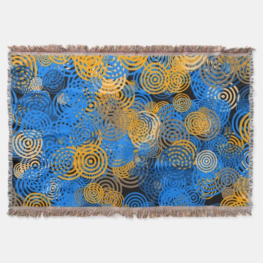  Blue and Orange Concentric Circles Throw Blanket Decke (Vorderseite)