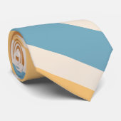 Blue and Orange Diagonal Retro Stripes Groovy Krawatte (Gerollt)