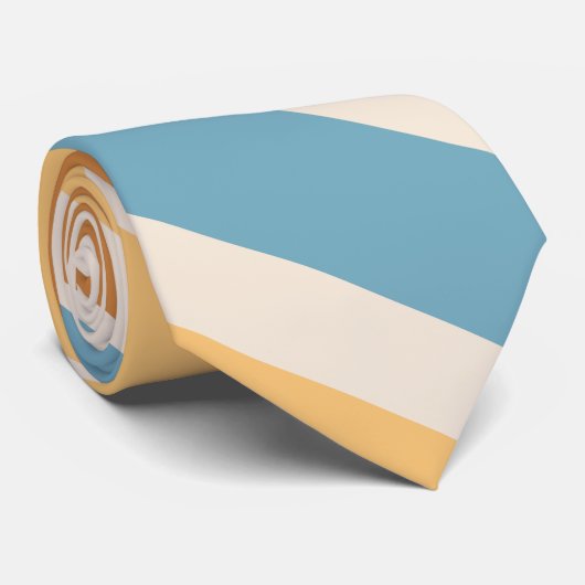 Blue and Orange Diagonal Retro Stripes Groovy Krawatte (Gerollt)