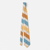 Blue and Orange Diagonal Retro Stripes Groovy Krawatte (Rückseite)