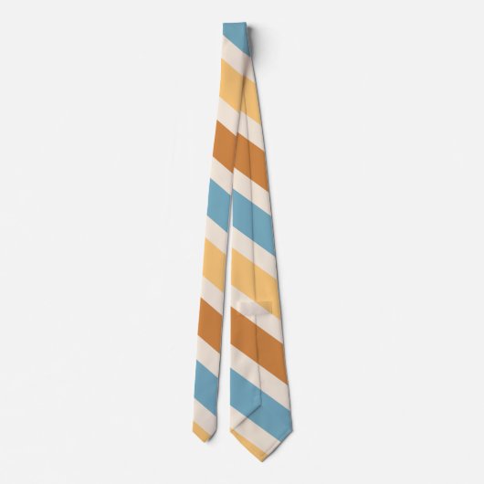 Blue and Orange Diagonal Retro Stripes Groovy Krawatte (Rückseite)