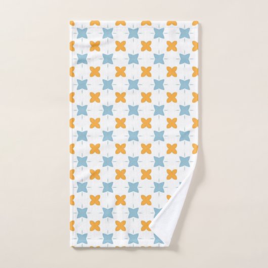 Blue and orange floral tile pattern badhandtuch set (Handtuch)