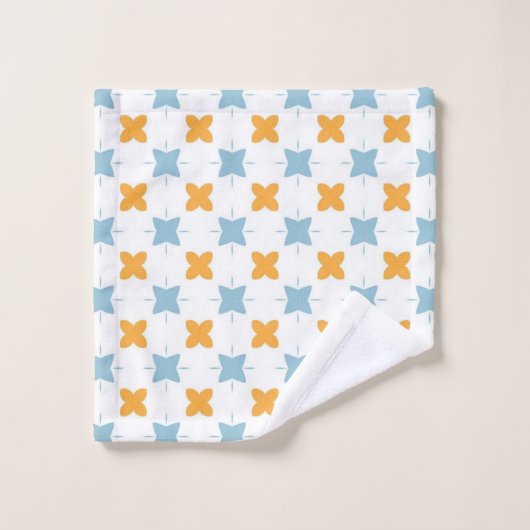 Blue and orange floral tile pattern badhandtuch set (Waschlappen)