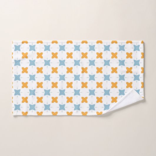Blue and orange floral tile pattern badhandtuch set (Handtuch)
