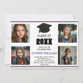 Blue and Orange Graduation Einladung