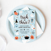 Blue and Orange Halloween 3rd Birthday Invitation Einladung
