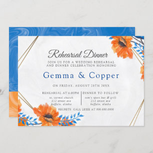Blue and Orange Poppy Probe Dinner Einladung