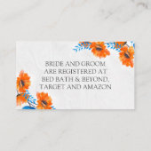 Blue and Orange Poppy Wedding Registry Begleitkarte (Rückseite)