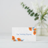 Blue and Orange Poppy Wedding Registry Begleitkarte (Stehend Vorderseite)