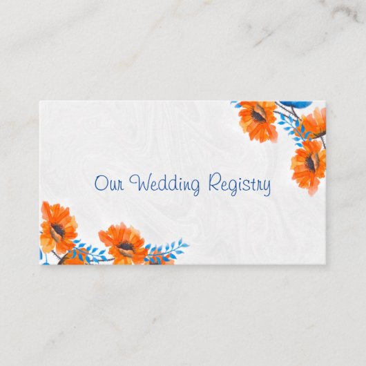Blue and Orange Poppy Wedding Registry Begleitkarte (Vorderseite)