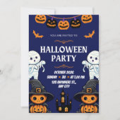 Blue and Orange Pumpkin Boo Halloween Party Einladung (Vorderseite)