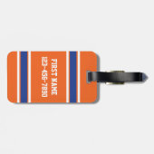 Blue and Orange Sports Jersey Individuelle Name Nu Gepäckanhänger (Rückseite horizontal)