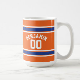 Blue and Orange Sports Jersey Individuelle Name Nu Kaffeetasse