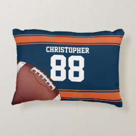 Blue and Orange Stripes Jersey Grid Iron Football Dekokissen