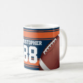 Blue and Orange Stripes Jersey Grid Iron Football Kaffeetasse (VorderseiteRechts)