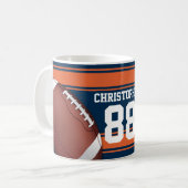 Blue and Orange Stripes Jersey Grid Iron Football Kaffeetasse (Vorderseite Links)