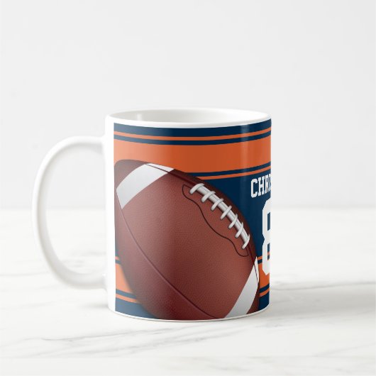 Blue and Orange Stripes Jersey Grid Iron Football Kaffeetasse (Links)