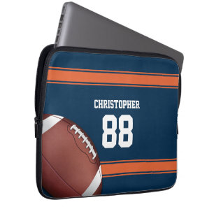 Blue and Orange Stripes Jersey Grid Iron Football Laptopschutzhülle