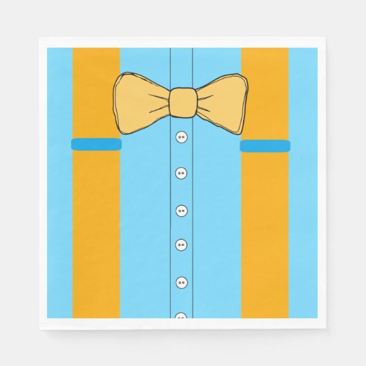 Blue and Orange Suspenders and Bow Krawatte Geburt Serviette (Vorderseite)