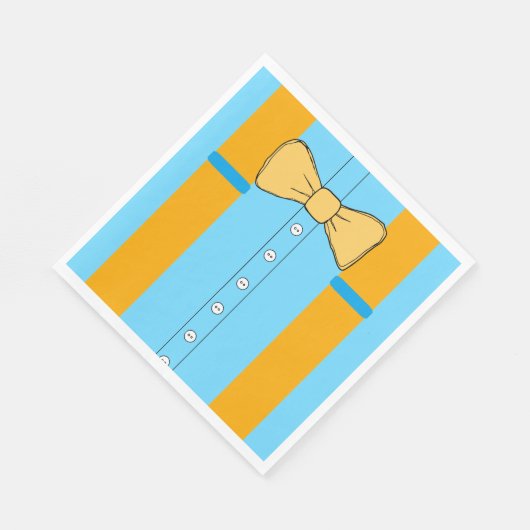 Blue and Orange Suspenders and Bow Krawatte Geburt Serviette (Ecke)