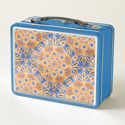 Blue and Orange tile Print Lunch Box (Rückseite)