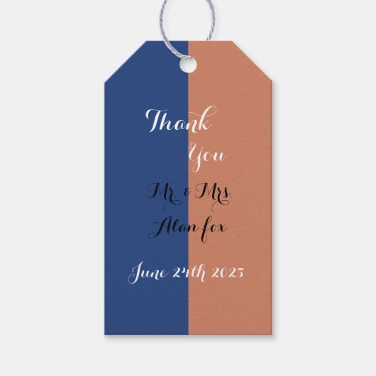 Blue and peach Gift Tags Geschenkanhänger (Vorderseite)