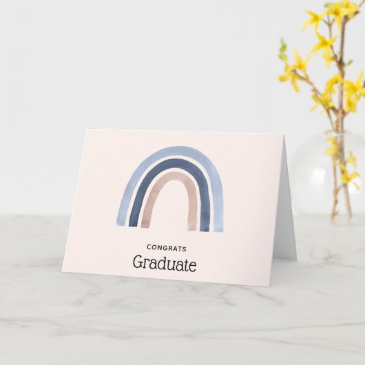 Blue and Peach Rainbow Boho Design Abschluss Karte (Gelbe Blume)