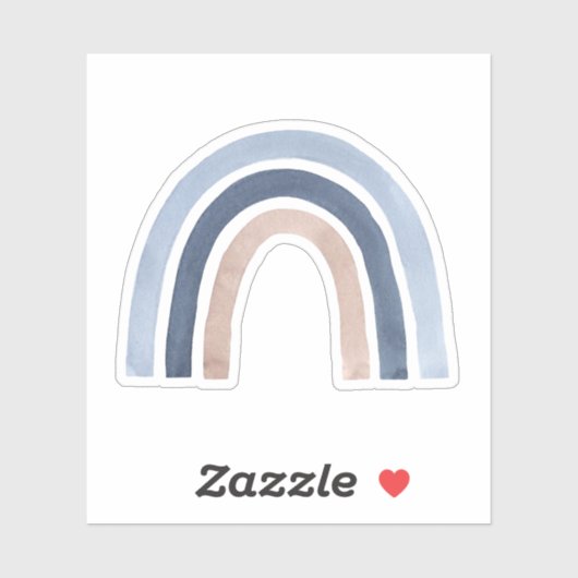 Blue and Peach Rainbow Boho Design Aufkleber (Blatt)