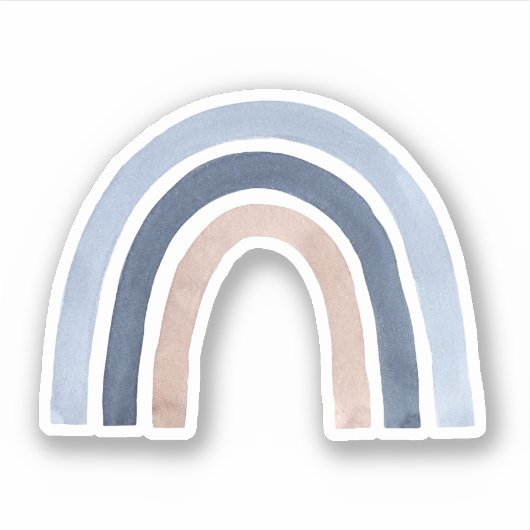 Blue and Peach Rainbow Boho Design Aufkleber (Vorderseite)