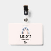 Blue and Peach Rainbow Boho Design Ausweis (Vorderseite mit Clip)
