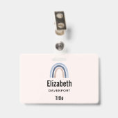 Blue and Peach Rainbow Boho Design Ausweis (Rückseite mit Clip)